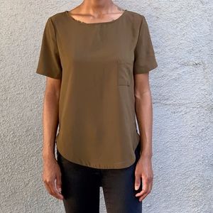 MANGO Short Sleeve Olive Green Top